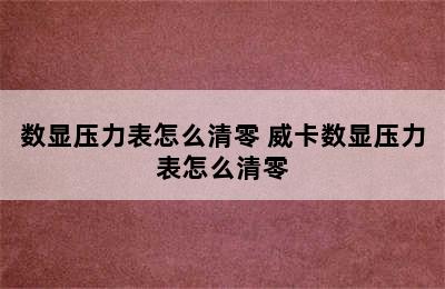 数显压力表怎么清零 威卡数显压力表怎么清零